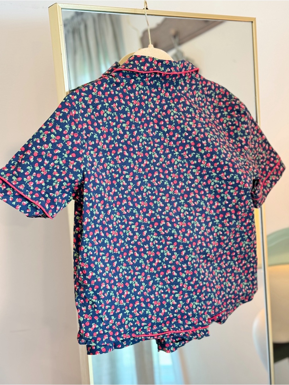 Abercrombie & Fitch Navy Red Strawberry Print Pajama Top and shorts set - Picture 4 of 6